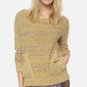 Free People Yellow Gray Marled  XS oversized sweater